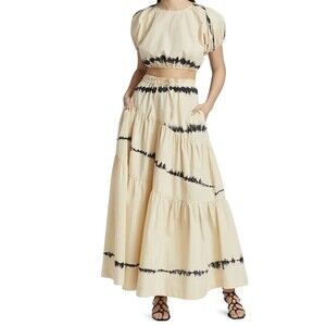 SWF Abode Maxi Skirt Cream Tie Dye Elastic Waist Size XS EUC